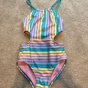 Striped Multicolor Cutout Swimsuit